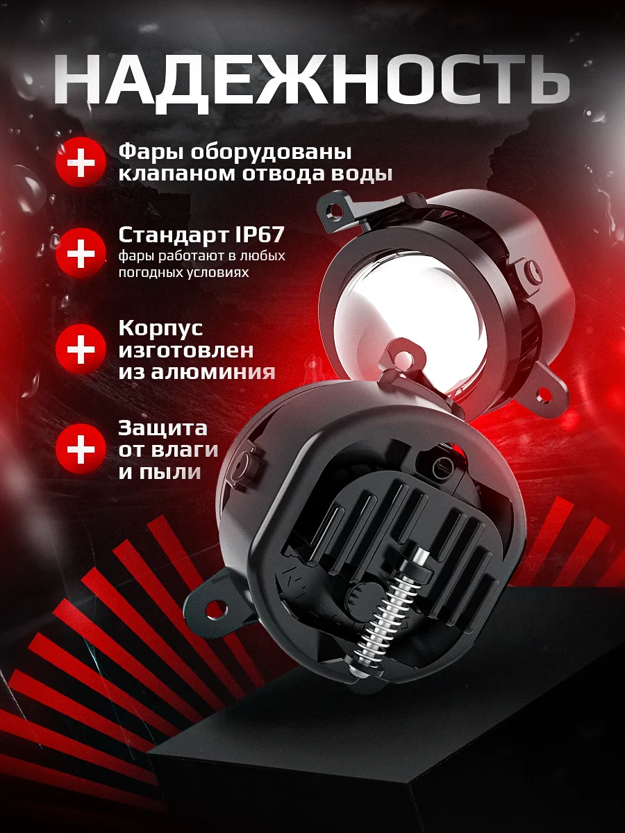 Светодиодные ПТФ 3″ ближнего свечения LADA PRIORA, GAZ GAZEL, CHEVROLET NIVA